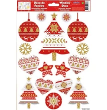 GG-230550 Christmas Ablakmatrica - Norvégmintás díszek 20*30cm