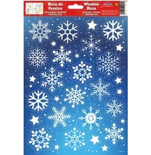 GG-230553 Christmas Ablakmatrica - Kék-Fehér hópelyhek 20*30cm