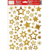 GG-230557 Christmas Ablakmatrica - Arany csillagok 20*30cm