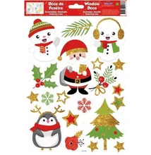 GG-230560 Christmas Ablakmatrica - Mikulás, hóember 20*30cm