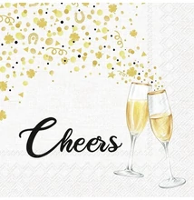 IHR-C1029409 Koktélszalvéta 25*25cm Cheers to you Gold