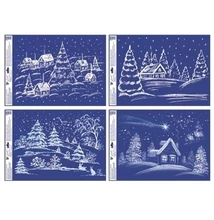 KA-288 Ablakmatrica- ragasztó nélküli, sztatikus, 35 x 50 cm, havas táj