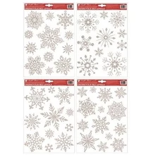 KA-451 Ablakmatrica- ragasztó nélküli, sztatikus, 28 x 22 cm, ezüst hópehely