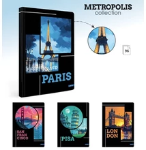 LA-3072 Füzet kemény fedeles A/4 96lap METROPOLIS'25 kockás