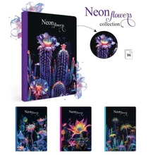 LA-33338 Füzet kemény fedeles A/5 96lap NEON FLOWERS kockás