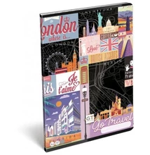 Füzet tűzött A4 kockás 40lapos Go travel, Black map