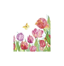 Papírszalváta mintás Daisy 33*33cm Tulipánok pillangóval