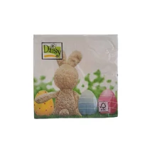 Papírszalvéta mintás Daisy 33*33cm Húsvéti plüss nyuszi tojásokkal