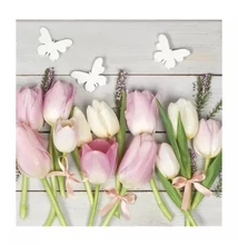 PM-SDWI_004401 Papírszalvéta mintás Daisy 33*33cm Tulipánok pillangóval