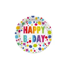 PM-TD02_034601 Papírtányér 22,7cm 8db Happy Bday