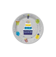 PM-TD02_038301 Papírtányér 22,7cm 8db Szülinapi torta