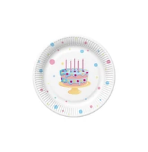 PM-TM02_053101 Papírtányér 22,7cm 8db Szülinapi tortás