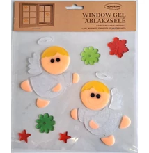 QX-312573 Ablakzselé Glitteres Angyalkák 20*20cm