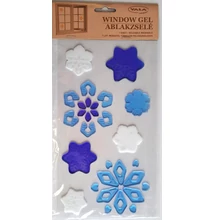 QX-312648 Ablakzselé Kék, fehér hópelyhek 15*25cm