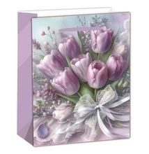 Papírtasak Lila tulipáncsokor L 26*32cm