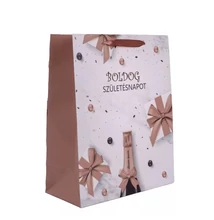 Papírtasak &quot;Boldog Születésnapot!&quot; pezsgős M 18*23cm