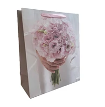 Papírtasak Liziantusz csokor rózsaszín M 18*23cm