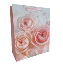 Papírtasak Rózsaszín rózsa L 26*32cm