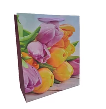 Papírtasak Sárga-Lila tulipánok L 26*32cm
