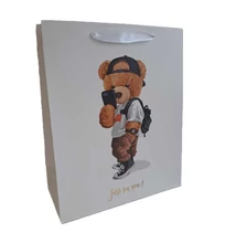 Papírtasak &quot;Just for you&quot; Selfies maci L 26*32cm