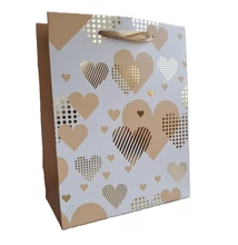 QX-371458 Papírtasak Arany szíves M 18*23cm