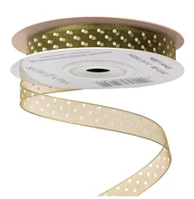 VD-DR10-88 Pöttyös organza szalag 10mm*20m - Olivazöld