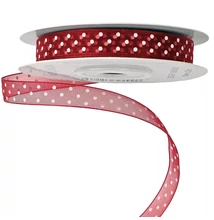 VD-DR10-91 Pöttyös organza szalag 10mm*20m - Bordó