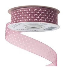 VD-DR25-22 Pöttyös organza szalag 20mm*20m - Mályva
