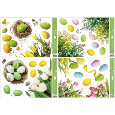 Ragasztó nélküli ablakmatrica,  30 x 42 cm húsvéti  tojások