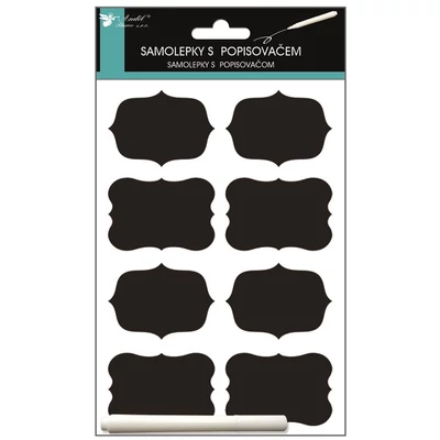 Fekete feliratozható öntapadós matrica 24 x 15 mm, folyékony krétával