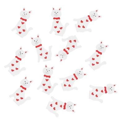 Fa cica masnival ,ragasztókoronggal, 4 cm, 12 fehér
