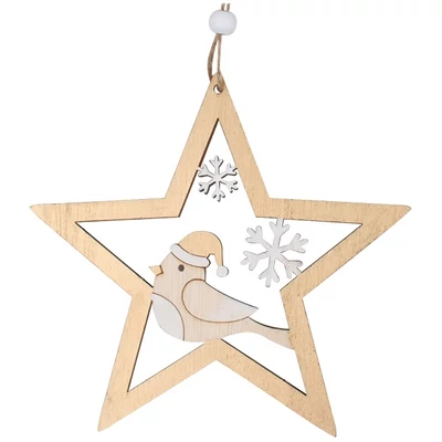 Függő fa dekoráció Arany csillag madárral 14cm