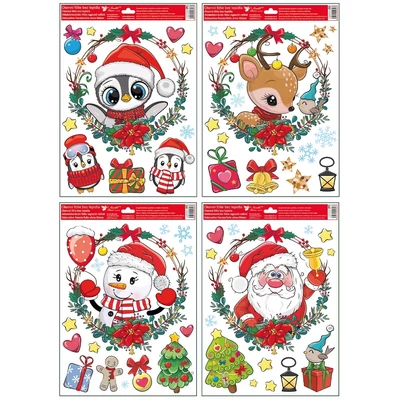 Ablakmatrica 282 Színes karácsonyi motívumok 30*42cm