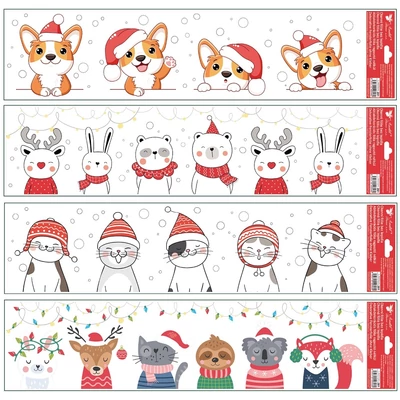 Ablakmatrica 281 Karácsonyi állatfigurák (glitteres) 64*15cm