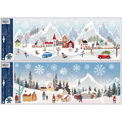Ablakmatrica 275 Színes téli táj (glitteres) 59,5*21cm