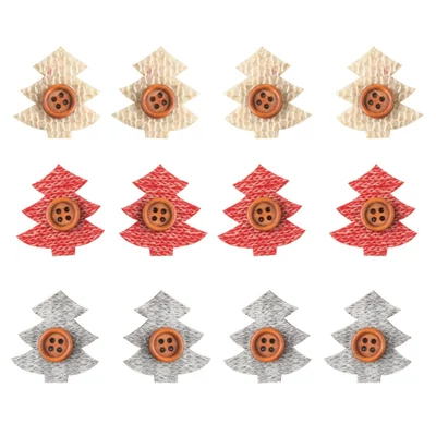 Filc dekoráció ragasztókoronggal Fenyőfa gombbal 3cm 12db-os