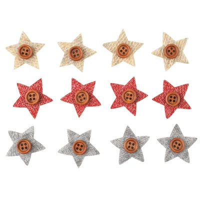 Filc dekoráció ragasztókoronggal Csillag gombbal 3cm 12db-os