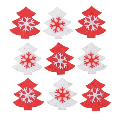 Filc dekoráció ragasztókoronggal Fenyőfa 3cm 9db-os