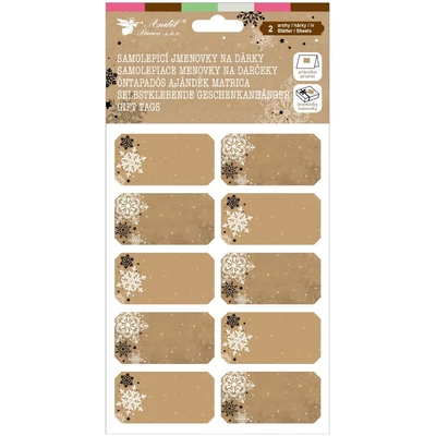Ajándékkísérő matrica kraft öntapadó papír, 2 ív, 18 x 13 cm