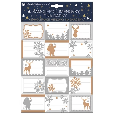 Ajándékkísérő matrica, 15 db,  csillámos, 20 x 30 cm ,