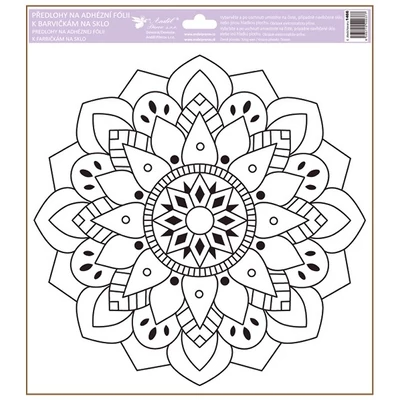 Ablakmatrica -kontúros sablon üvegfestéshez  ragasztó nélküli  fólián 30 x 33,5 cm, mandalák