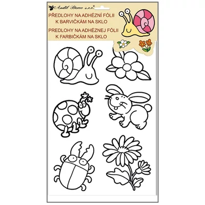 Ablakmatrica - kontúros sablon üvegfestéshez ragasztómentes   fólián 30 x 21 cm, virágok