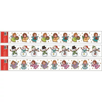 Ablakmatrica 352 Színes karácsonyi motívumok (glitteres) 60*7cm