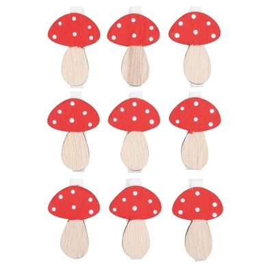 Fa gombák csipeszen 4,5 cm 9 db