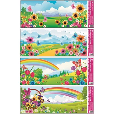 Ablakmatrica - ragasztó nélküli, sztatikus,  60 x 22,5 szivárványos táj
