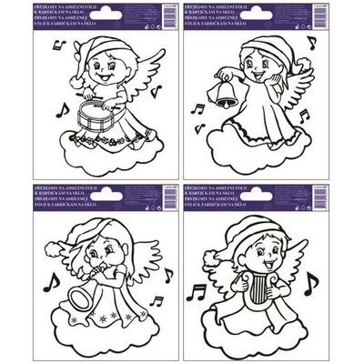 Ablakmatrica 1587 Üvegfestékkel színezhető angyalok 14*14cm