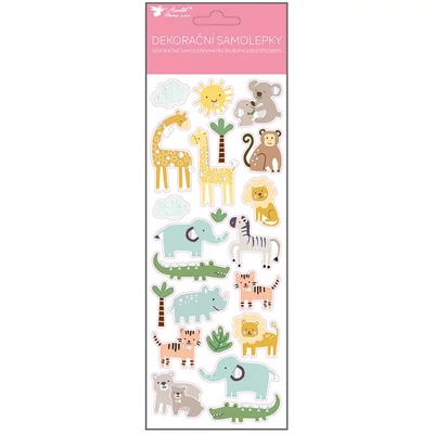 Öntapadós plasztik  matrica - csillogó ZOO motívumok,  10,5 x 30,5 cm