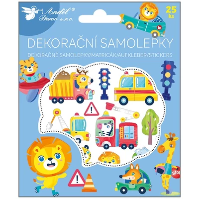 Öntapadó matrica csillámos  Szállító eszközök 25 db , 13 x 15 cm