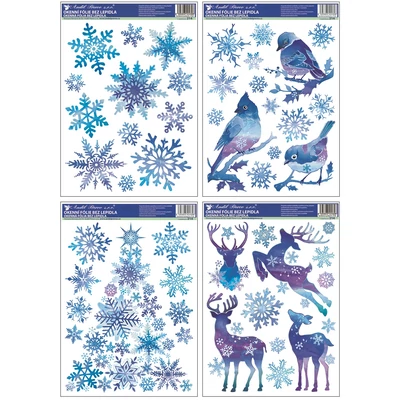 Ablakmatrica 214 Kék karácsonyi motívumok (glitteres) 30*42cm