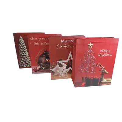 ACH-ER0919 Dísztasak Karácsonyi motívumok Piros 18*23*8cm 4minta